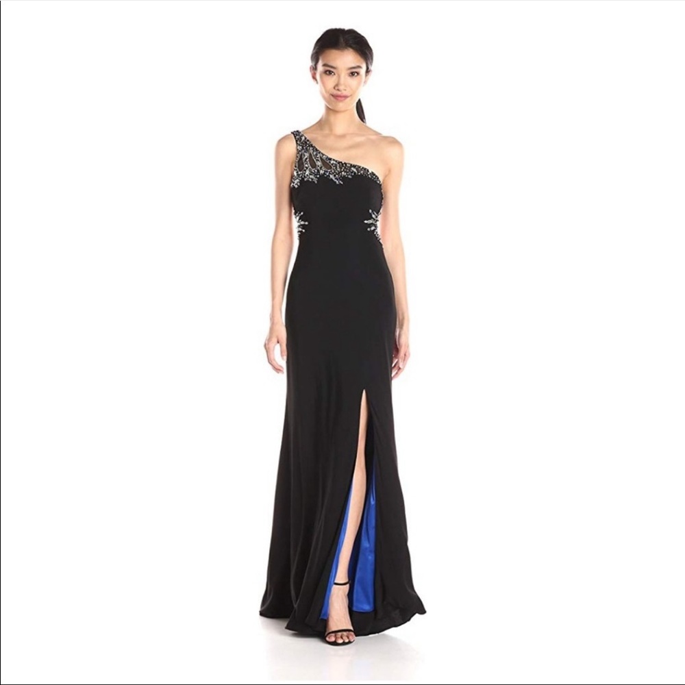 Black one shoulder embellished Prom Dress